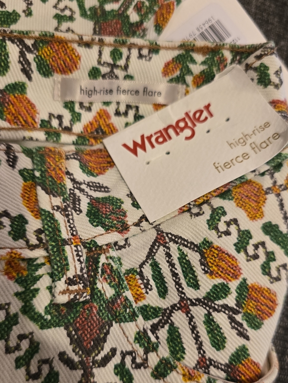 Wrangler High Rise Fierce Flare Jeans Vintage Garden 2x32 Boho Western 70s Retro - Picture 15 of 16